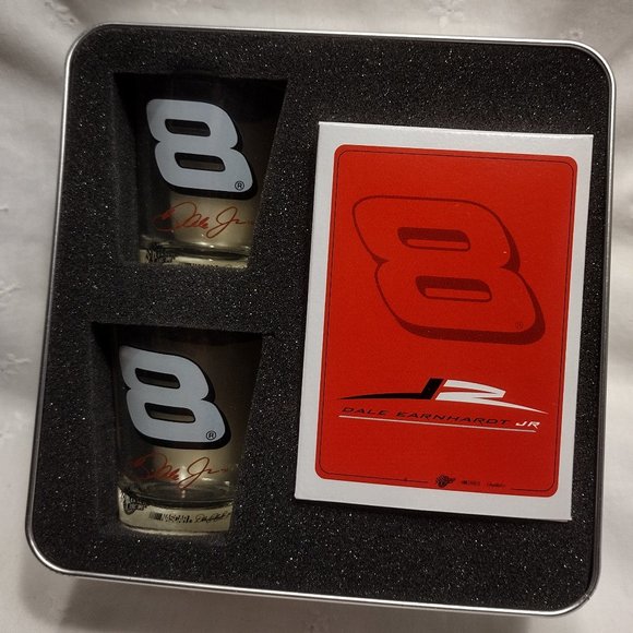 NASCAR || 8 Dale Jr  Shot Glass/Playing Cards Tin - Picture 2 of 6